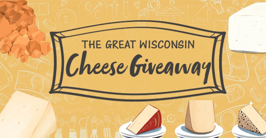 The great Wisconsin cheese giveaway sign with different drawings of cheese