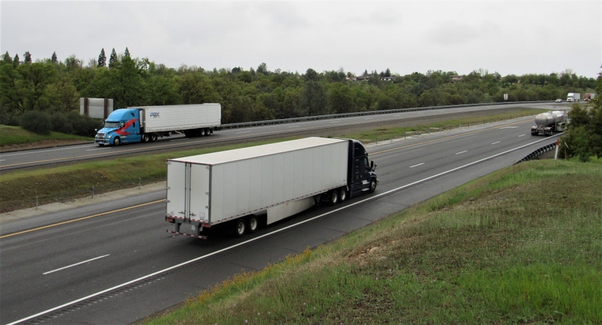 Trucks on Interstate 5 in California Trucks on Interstate 5 in California