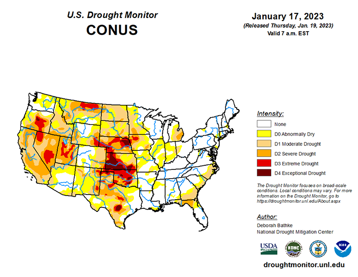 Jan. 17, 2023 drought monitor map