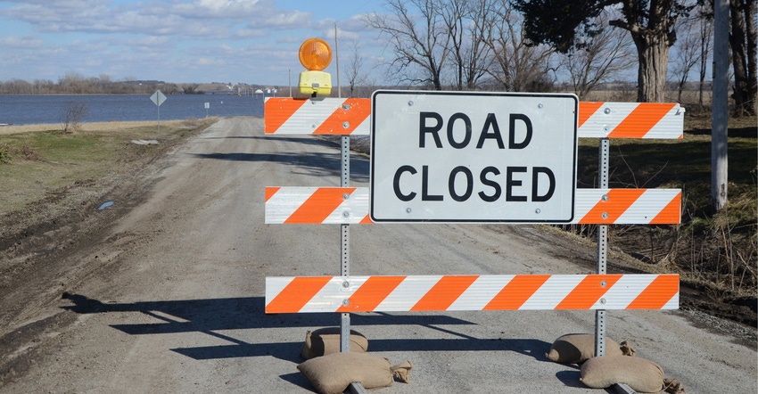 road closed sign with baracade