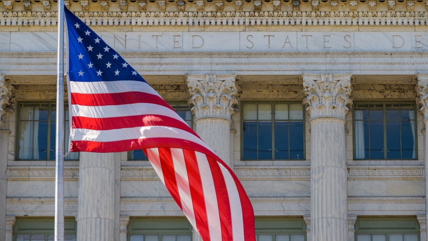 American Flag in front of USDA building