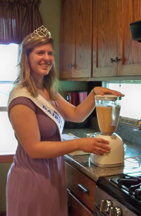 dairy princess Josie Canon whips up a pumpkin milkshake 