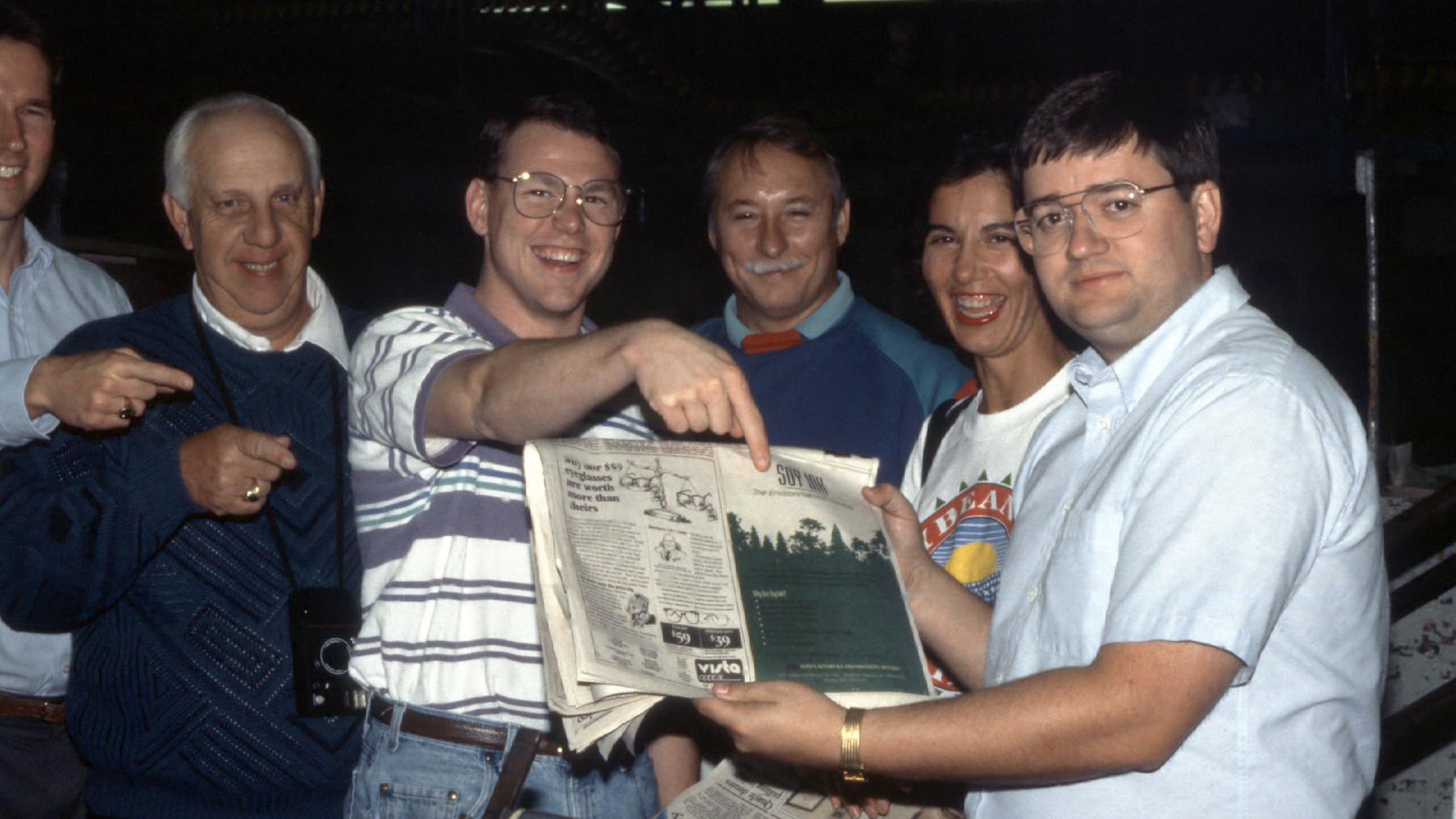 CEO Kirk Leeds display a copy of The Spokesman-Review, printed with soy ink in Spokane, Washington, in September 1992