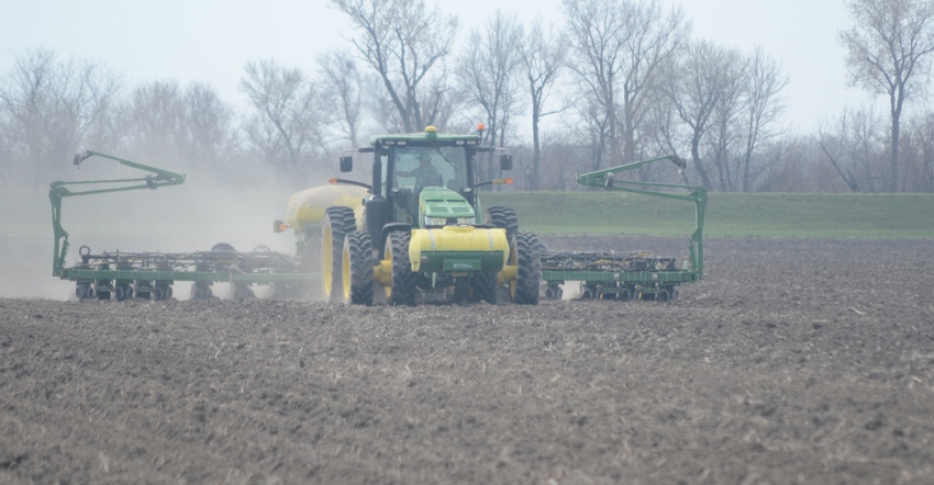 Planter in field Planter in field