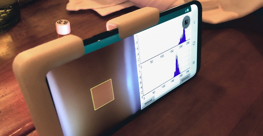 devise on a smartphone used to analyze food samples