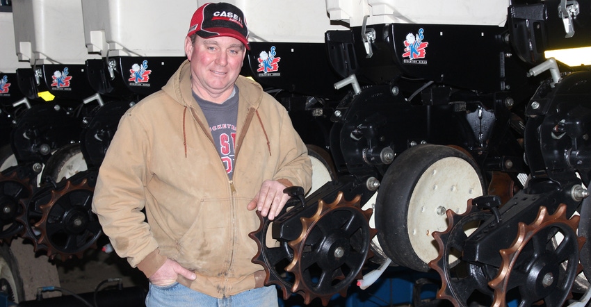 Mike Wolfe with planter machinery