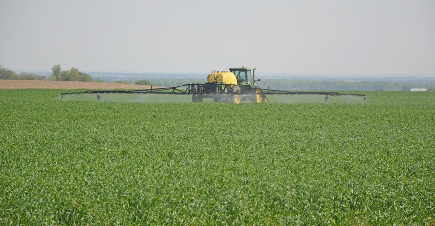 sprayer in cover crops field sprayer in cover crops field