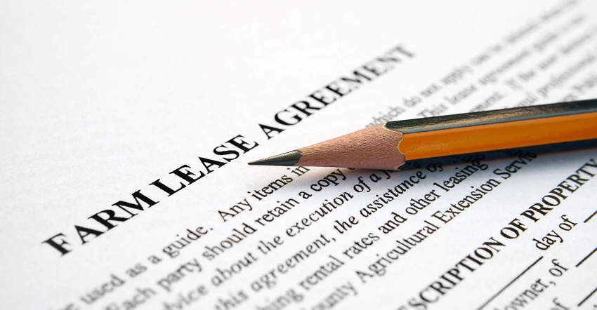 paper saying 'Farm Lease Agreement' with pencil paper saying 'Farm Lease Agreement' with pencil