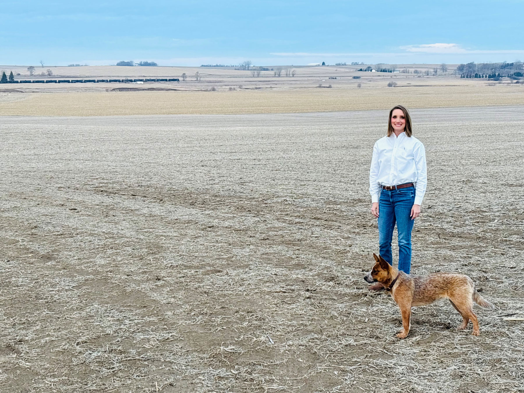 Courtesy of Adrian Crawford - Adrian Crawford, a Minnesota farmer and senior director of global forecasting at Agco, with her dog