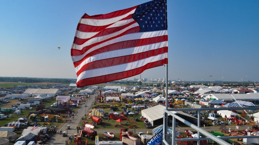 American flag flies over the Farm Progress Show grounds American flag flies over the Farm Progress Show grounds