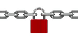 metal chain with red lock 
