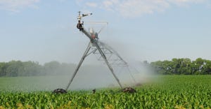 Center pivot irrigation system in field