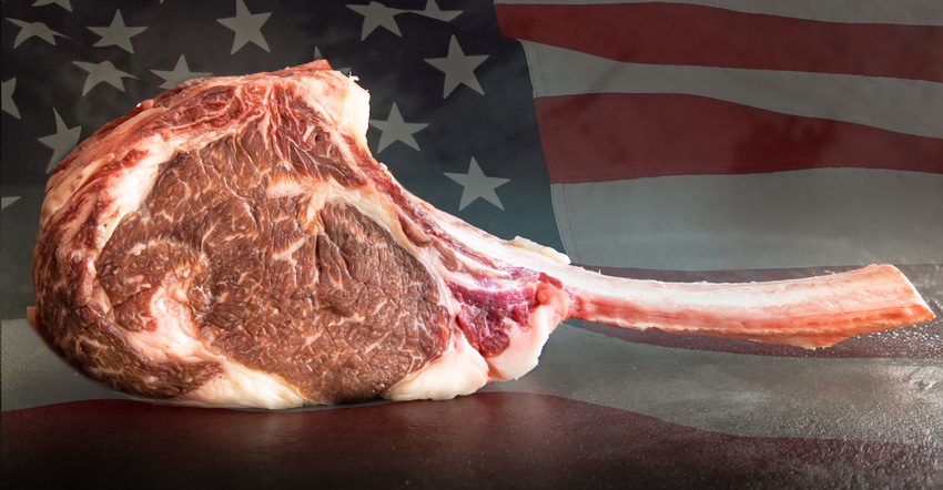 Dry Aged Wagyu Tomahawk Steak With American Flag Dry Aged Wagyu Tomahawk Steak With American Flag