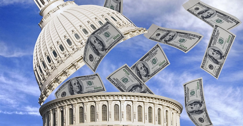 Money flaying from U.S. Capitol