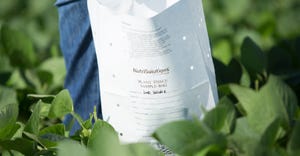 Plant tissue sample bag in soybean field