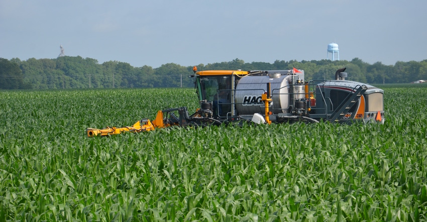 Hagie machinery in corn field
