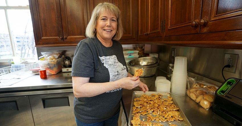 First Lady Teresa Parson makes peanut brittle in her kitchen for the holidays