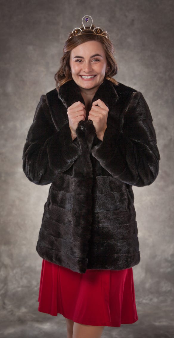 Julia Nunes wearing a mink coat