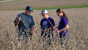  Colfax County youth crop scouting team and coach in soybean field