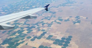 A bird's-eye view of center pivots on the Snake River Plain highlight an example in the region's reliance on irrigation