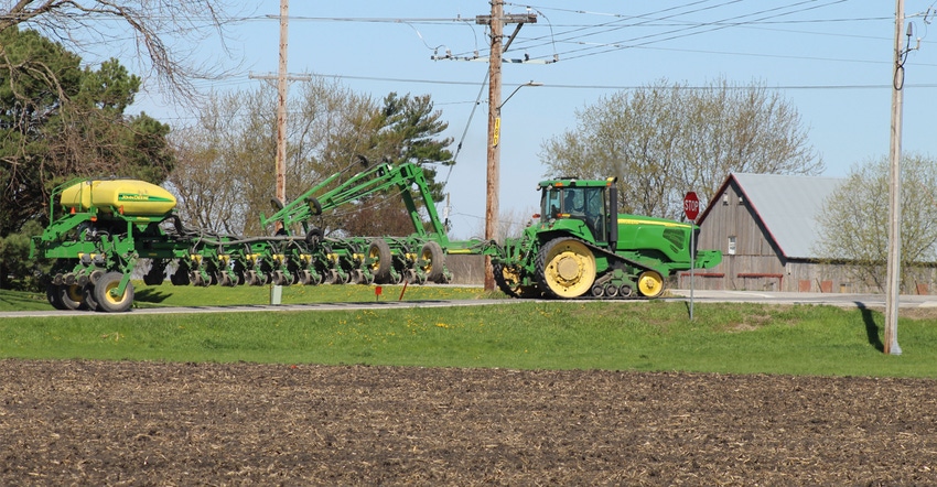 Planter in field Planter in field