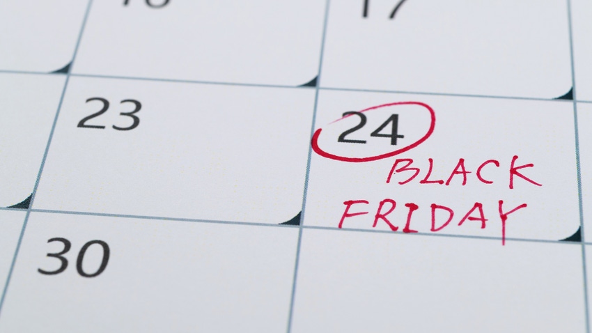 Calendar with Black Friday circled and written