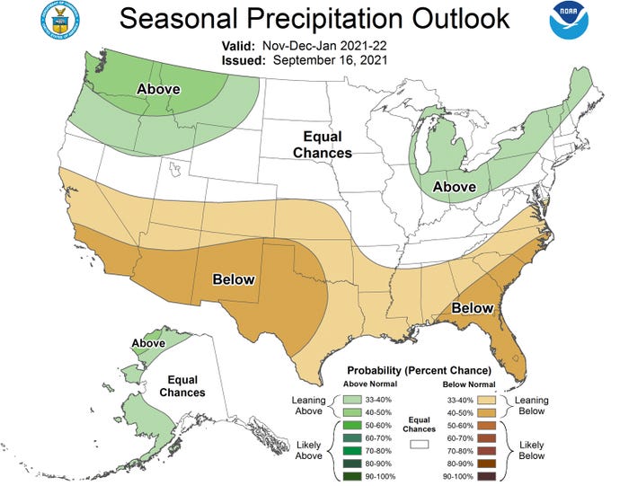 seasonal precipitation outlook map