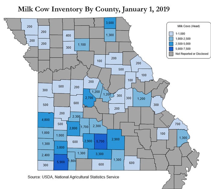 Missouri cow inventory map