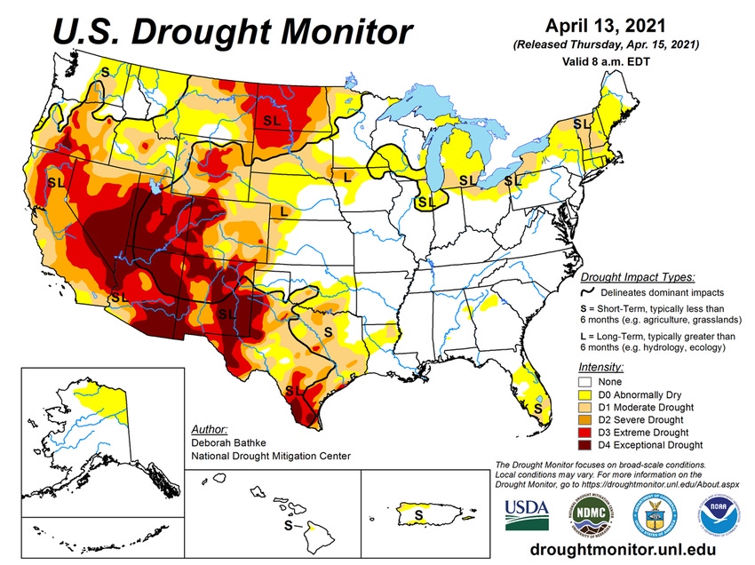 U.S .Drought Monitor map