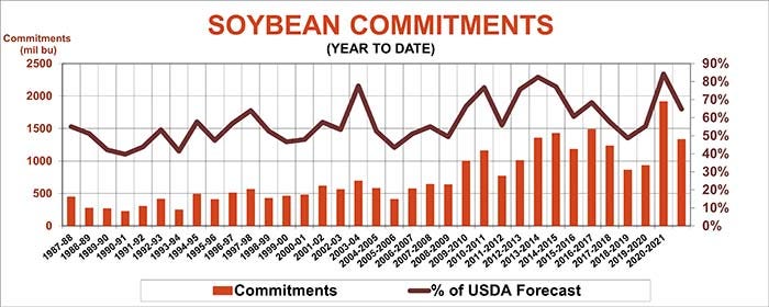 Soybean commitments year to date chart