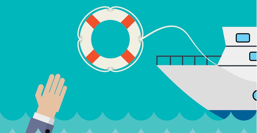 life preserver being tossed from boat to arm in water concept vector