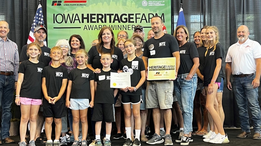 Downey family at Heritage Farm Award Ceremony at Iowa State Fair