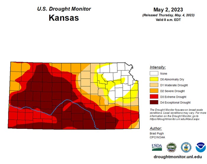 U.S. Drought Monitor, Kansas, May 2, 2023