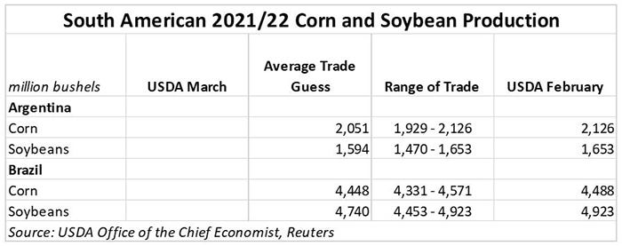 South American corn and soybean production