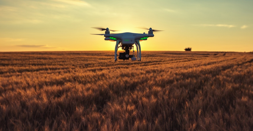 drone above field in sky