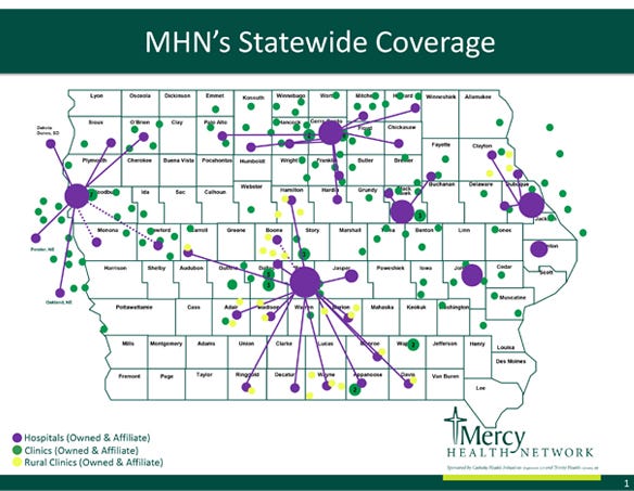 Mercy Hospitals statewide coverage map