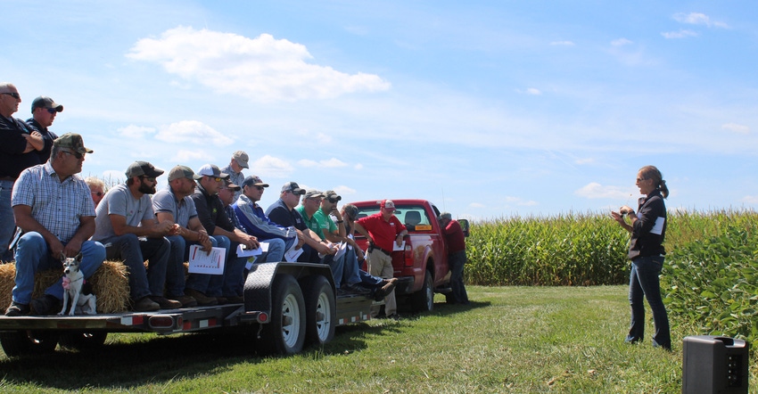 Farmers attending a field day at Iowa State University research farms