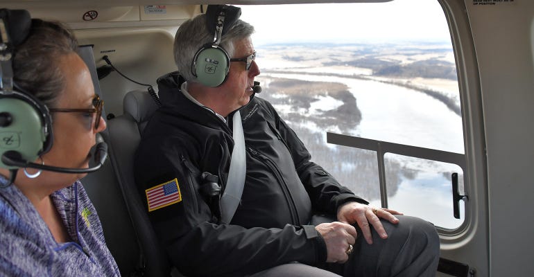 Gov. Mike Parson flew over areas flooded by Missouri River