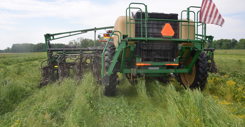 Nick Wenning, Greensburg, plants into ‘green’ cover crops