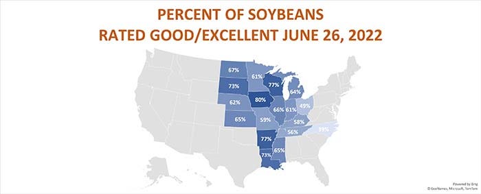 Soybean ratings by state