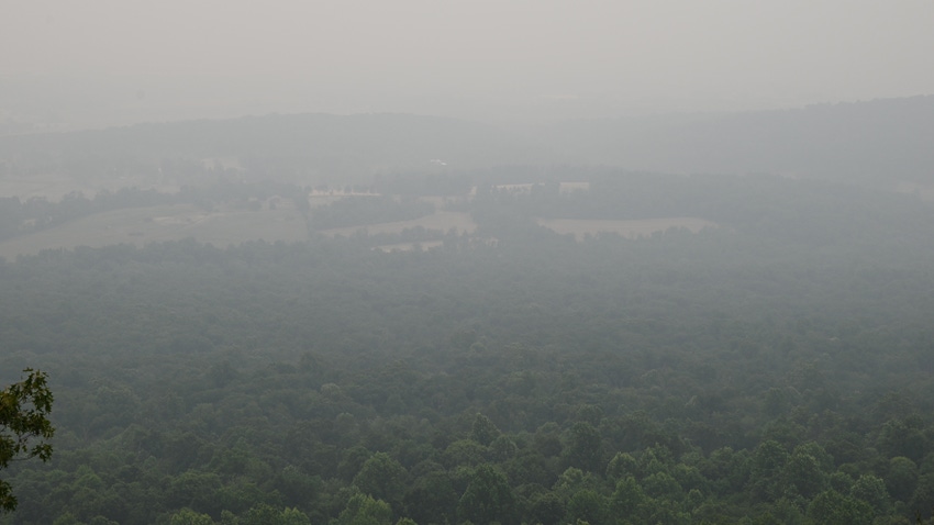 the smoke-filled view from Kimmel Lookout from the Canadian wildfires the smoke-filled view from Kimmel Lookout from the Canadian wildfires