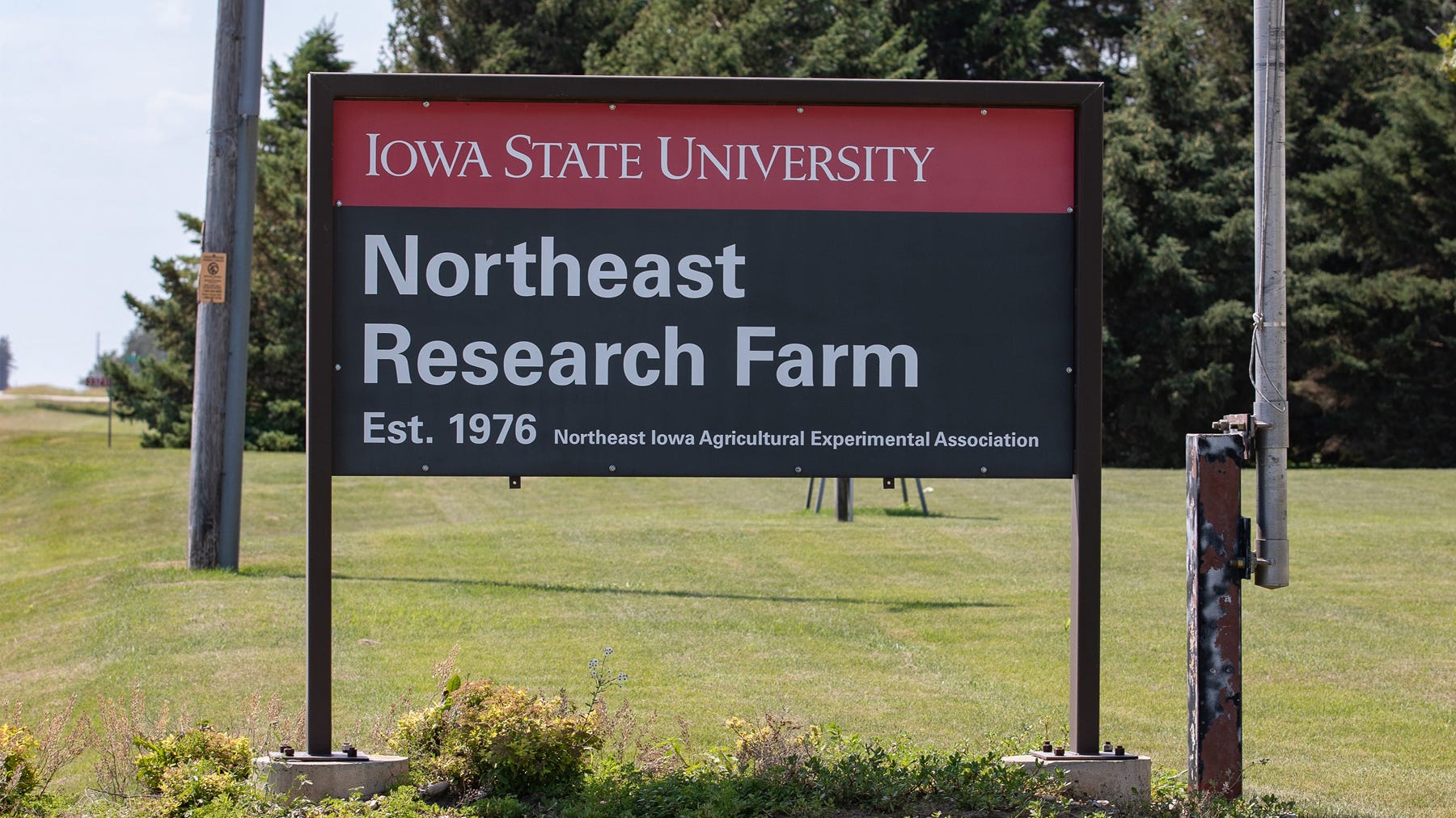 Northeast Research Farm sign at Iowa State University