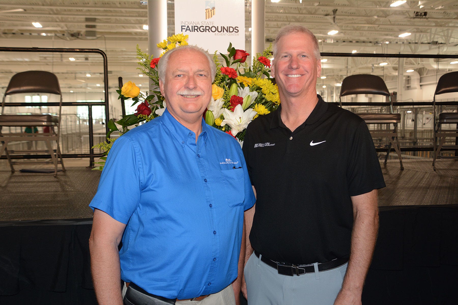 Randy Kron, Indiana Farm Bureau president (left), and Kevin Murphy, CEO of Indiana Farm Bureau Insurance