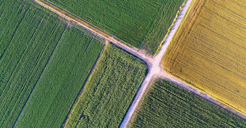 aerial view of farm fields