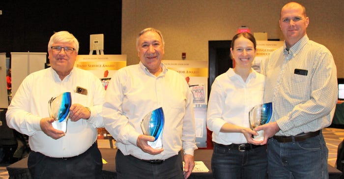 Wayne Brubaker, Nelson Troutman, and Shari and Donny Bartch receive 2022 Industry Awards at the Pennsylvania Dairy Summit