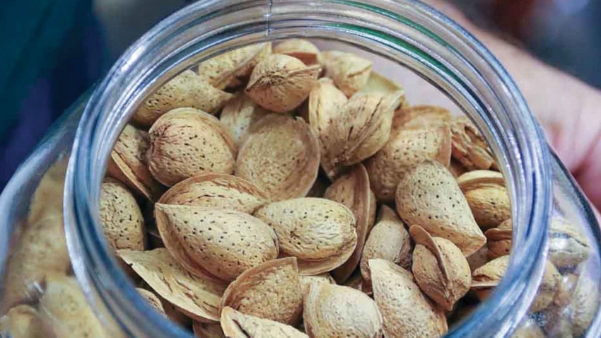 Almonds in a jar. Almonds in a jar.