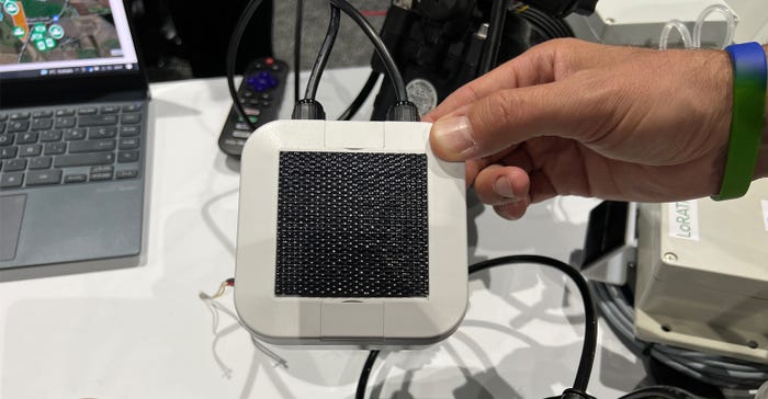 Spherag sensor that is solar powered and can connect to pumps, valves and other systems on the farm. 
