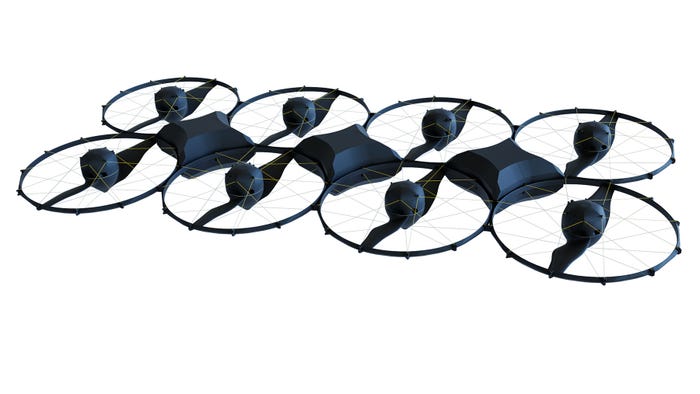 Courtesy of Justin Call - A 3 dimensional rendering of multiple drone pods attached together