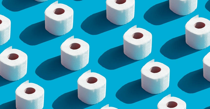 pattern of toilet paper rolls on blue background