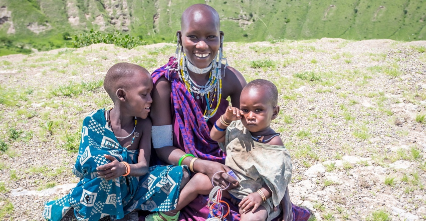 Masai woman with her two kids